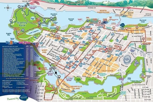 温哥华随上随下巴士旅游地图