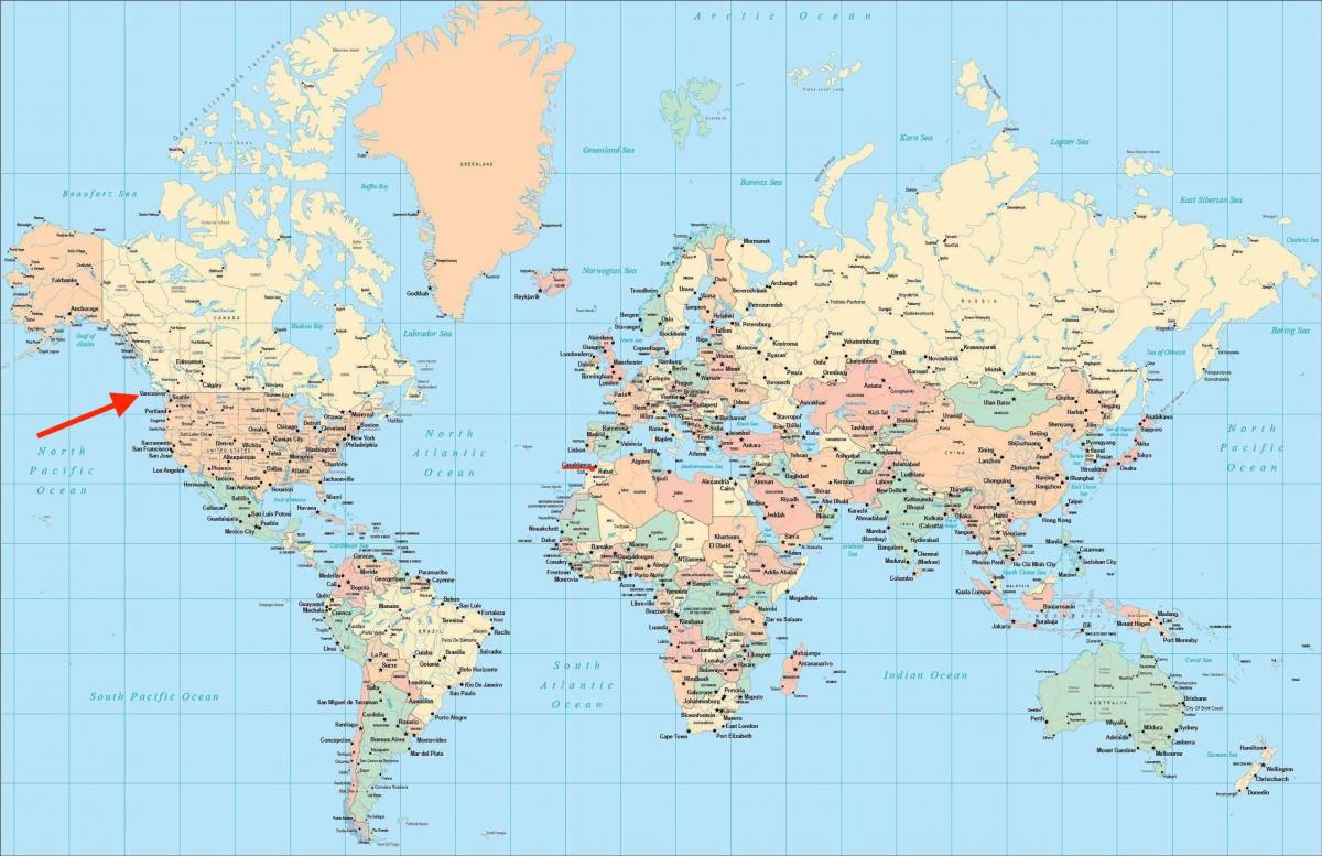 温哥华在世界地图上的位置